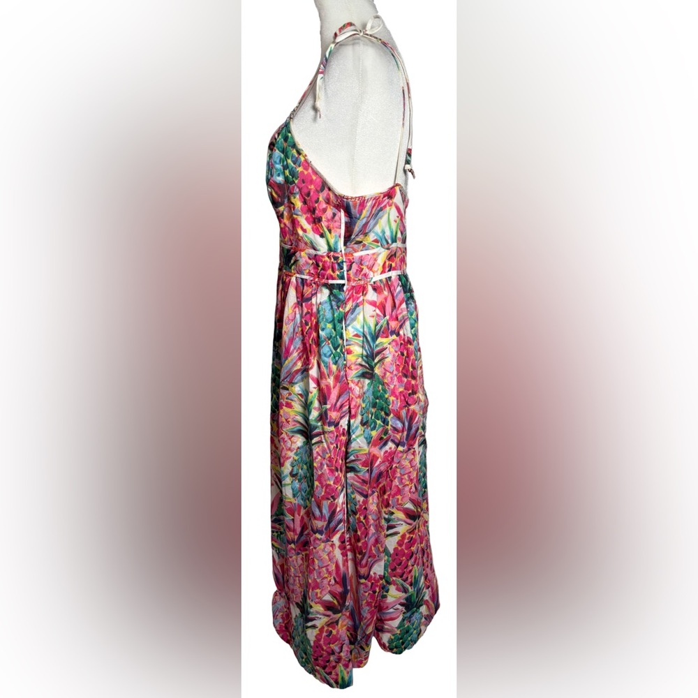 J Crew 10 Pink & White Ratti Pineapple Print Lined Cotton Sundress - Picture 4 of 11
